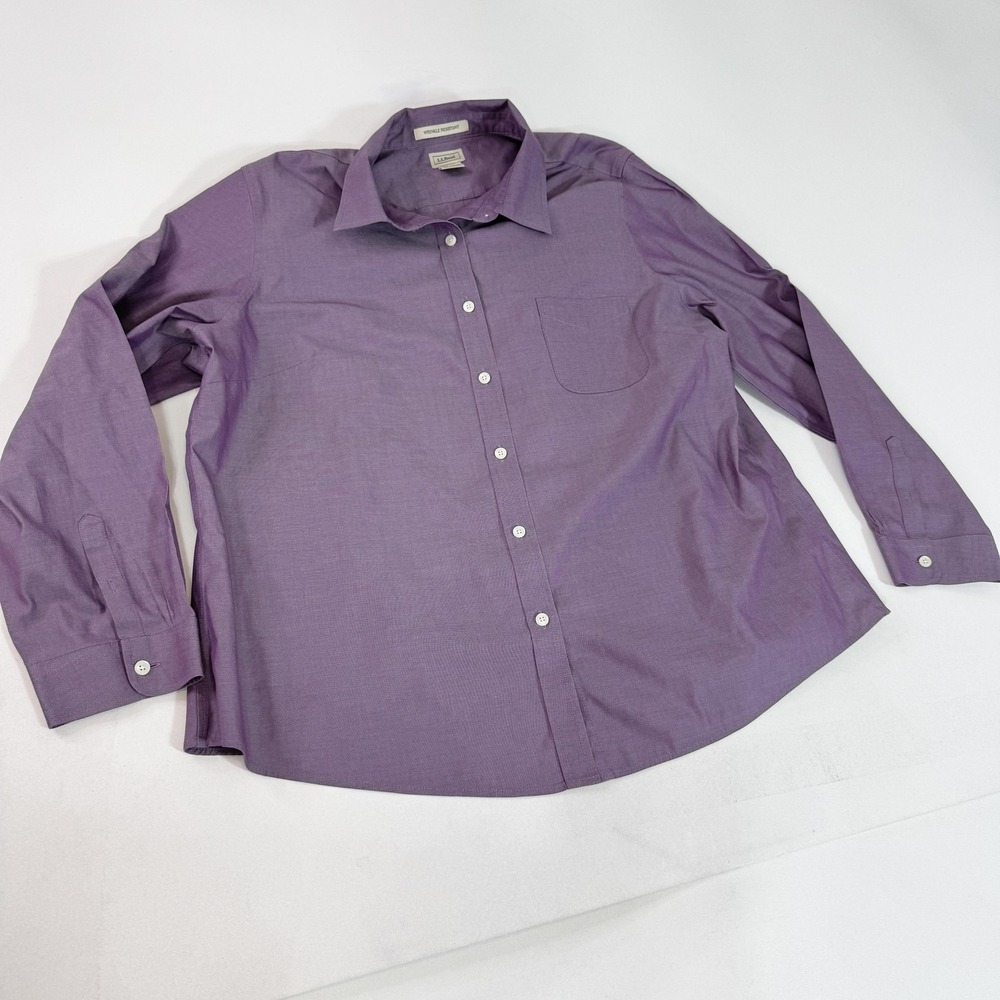 L.L.Bean Shirt Mens Big 2X Purple Wrinkle Resistant Button Down Long Sleeve
